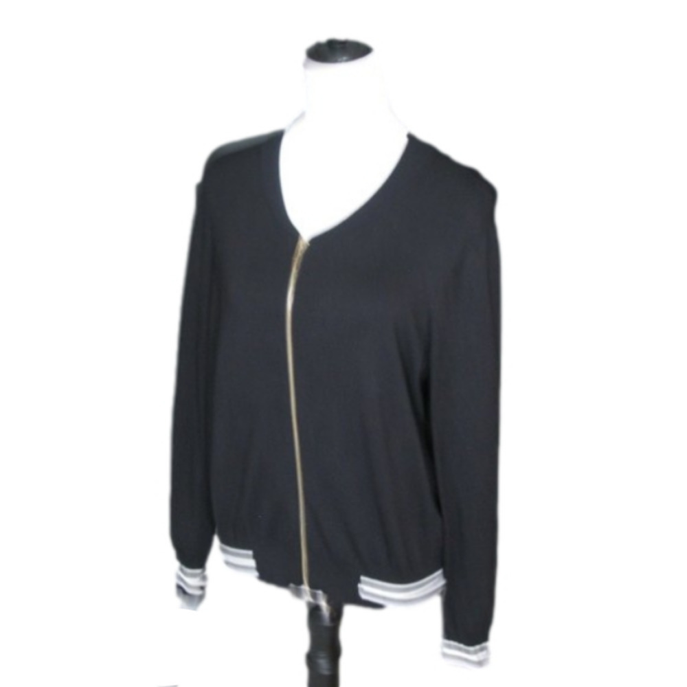 My Michelle Black Zip Front Cardigan Sweater Size Large